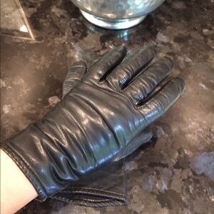 black leather gloves